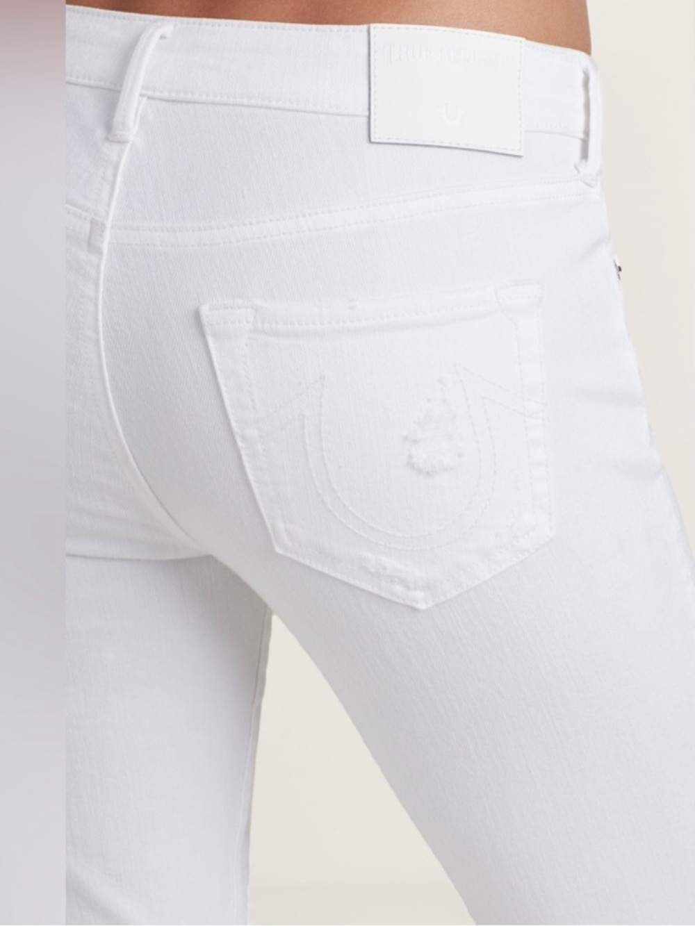 True Religion Halle High Rise Skinny Jeans in White Stretch Denim Sz 28